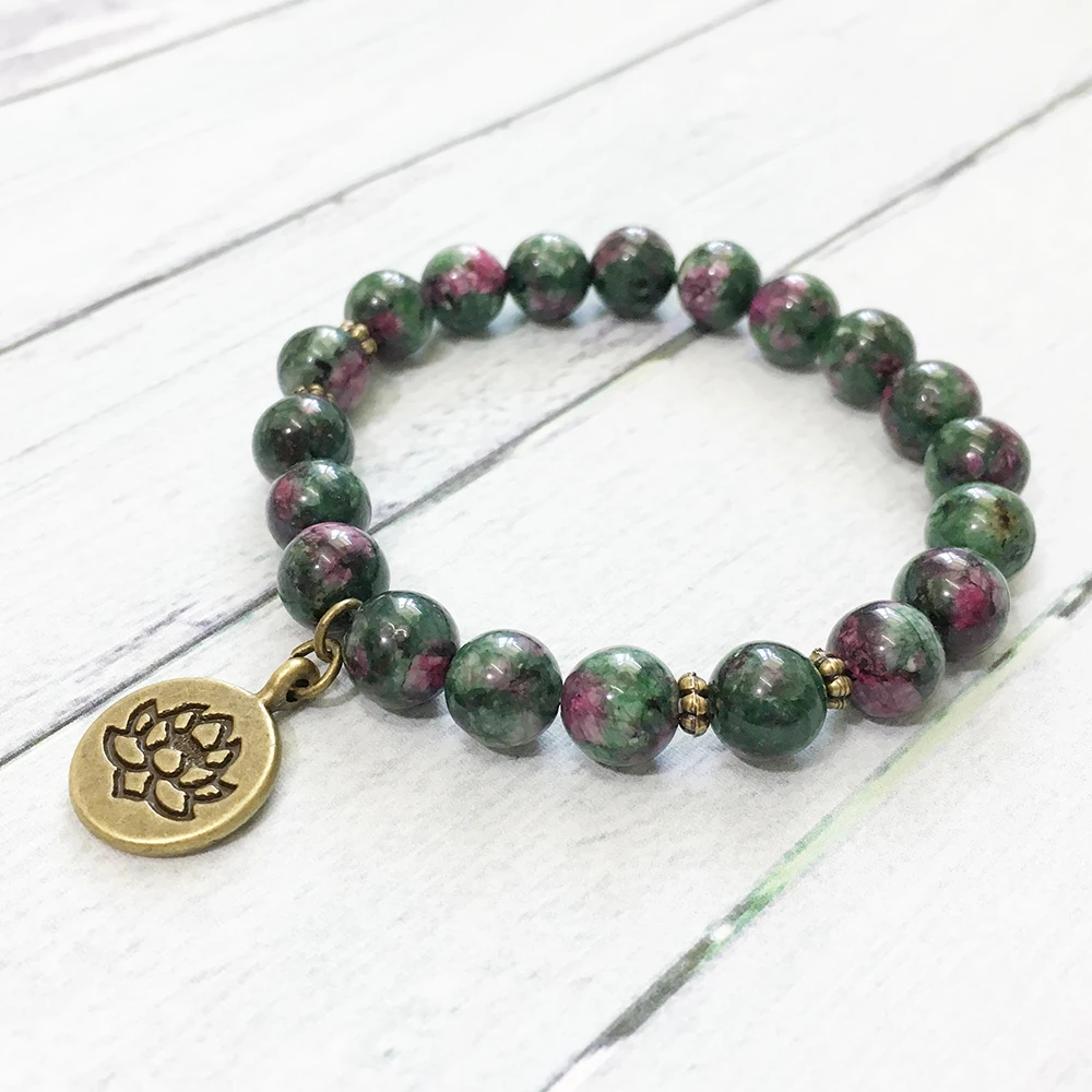 MG0512 New Design Natural Stone Wrist Mala Bracelet  8 mm Beads Handmade Yoga Bracelet Grounding the Root Chakra Jewelry