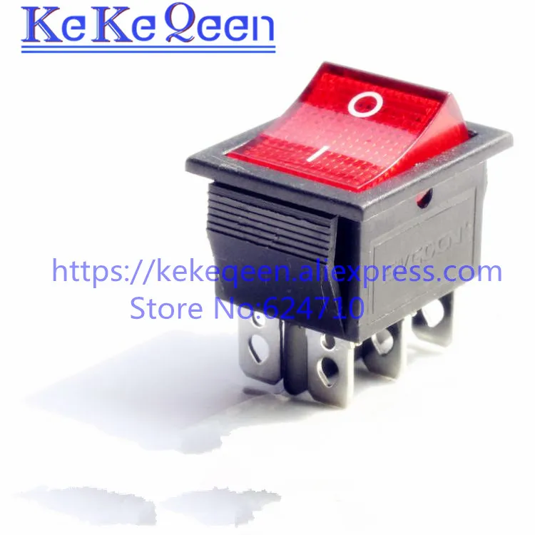 10Pcs KCD4 25x31mm Big Ship Type Switch Red 6 Pin 2 Position SPST 16A 250V 20A 125VAC ON-OFF Rocker Switch With a red light