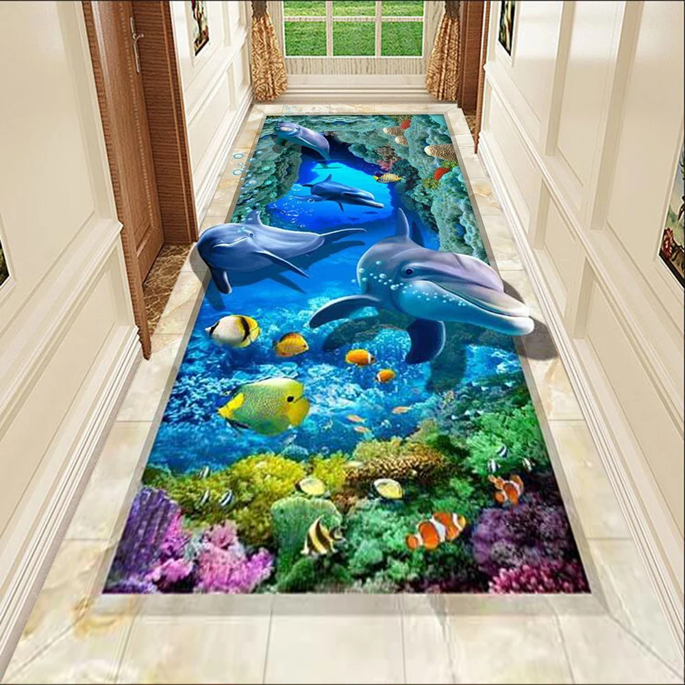 Floor wallpaper 3D ocean world dolphin floor tile picture