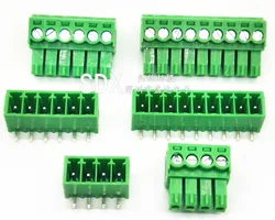 10 sets 3.5MM Terminal Block PCB Pluggable Connectors 2/3/4/5/6/7/8/9/10P Right Angle KF15EDG-3.5 Green ROHS