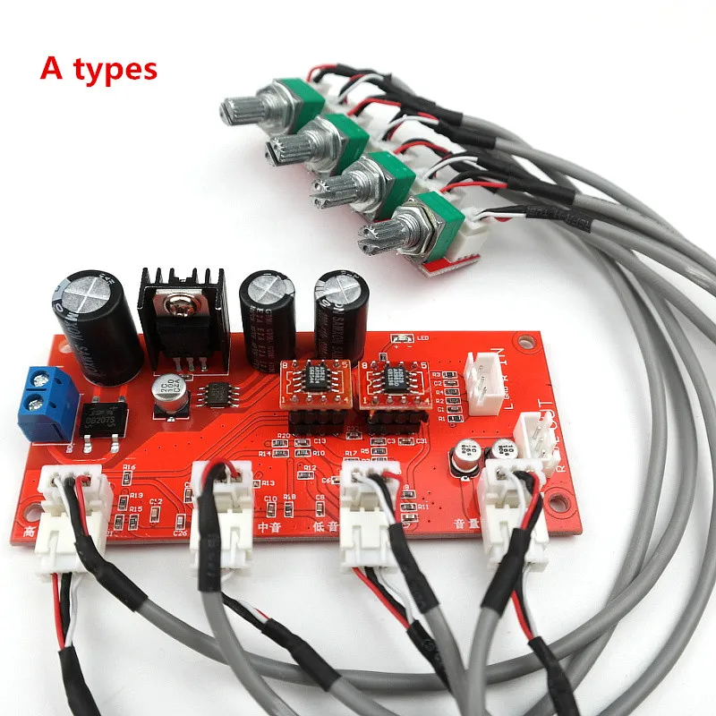 

AD828 tone Preamp amplifier board With treble, bass ,balance, volume adjustment Single-supply operation