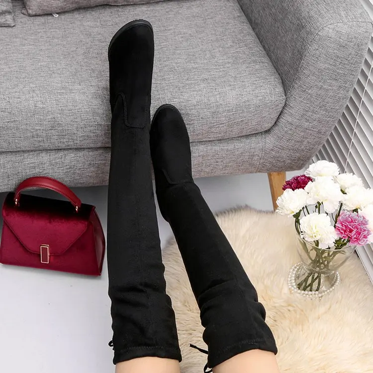 Women Casual Over the Knee boots shoes Winter women Female Round Toe Platform high heels pumps Warm Boots lady Thigh High Boots