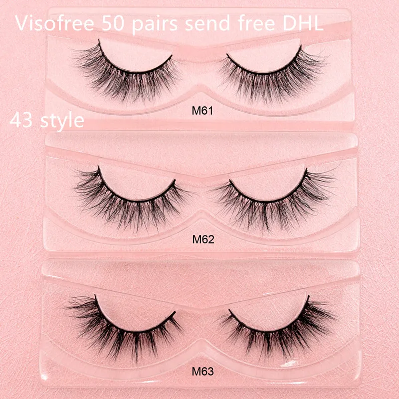 

Free DHL 50 pairs Visofree Eyelashes Mink False Eyelashes Handmade Mink Collection 3D Dramatic Lashes 43 Styles Pink Box Bulk