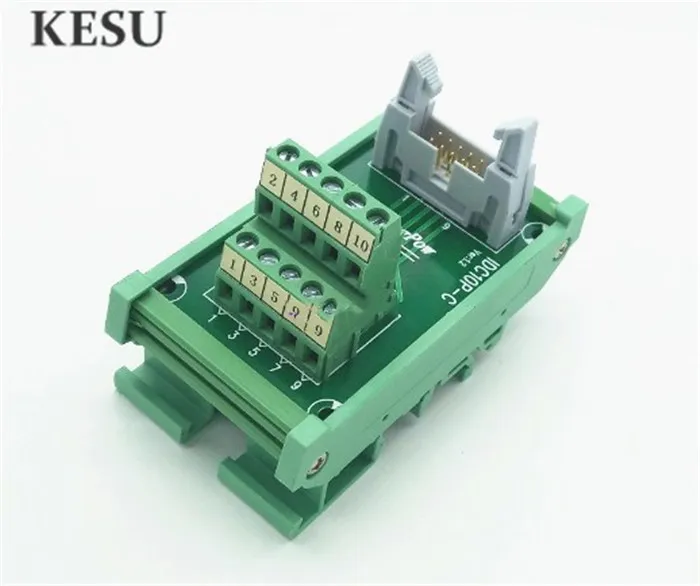 

IDC10Pin 2.45mm IDC-10 Pin Male Connector to 10-Pin Terminal Block Breakout Board Adapter PLC Relay Terminals DIN Rail Mounting