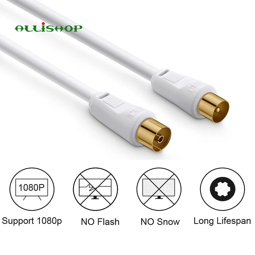 TV Antenna 9.5MM Male to Female RG6 Quad Shield CL2 Satellite Extension Cable Flylead Aerial Male to Female RF Coaxial Connector