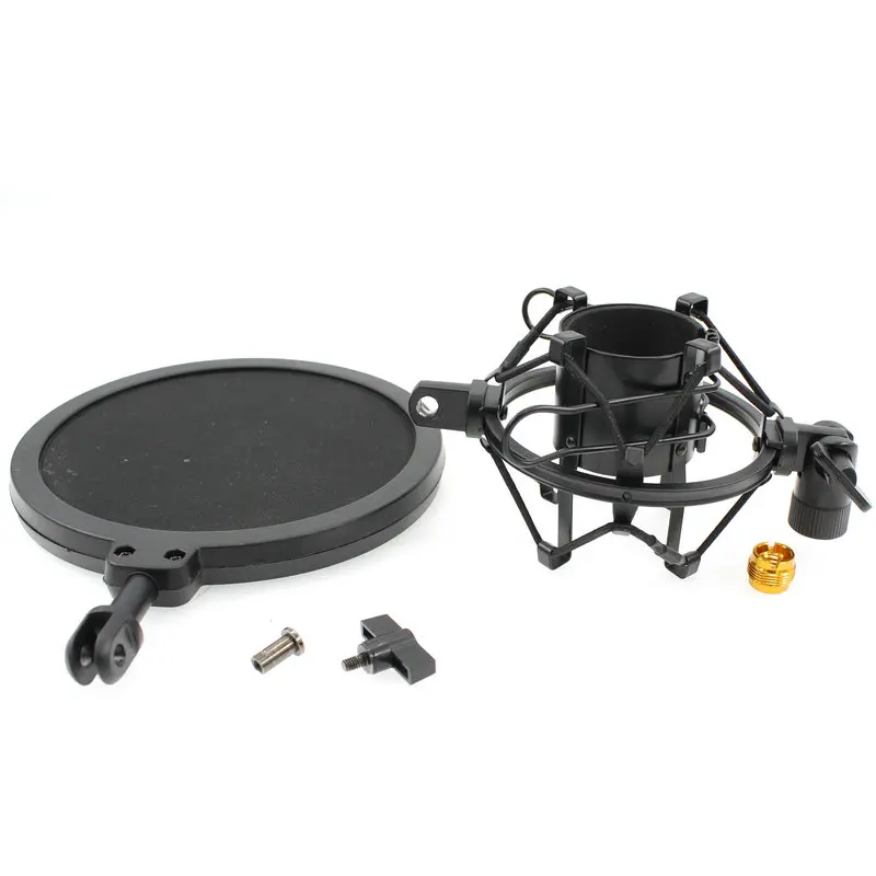 Shock Mount On Mic Pop Filter Bilayer Recording Double Mesh Screen Windscreen For BM 800 900 Condenser Studio microphone