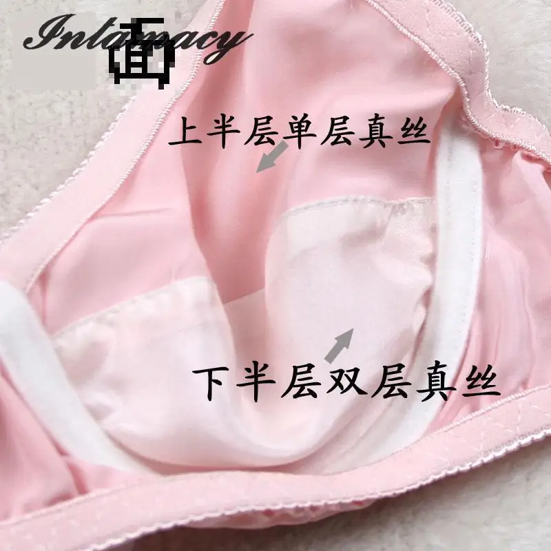 InjBra-Soutien-gorge en soie double sans éponge, bonnet B fin, confortable, sain, respirant, 100% réel