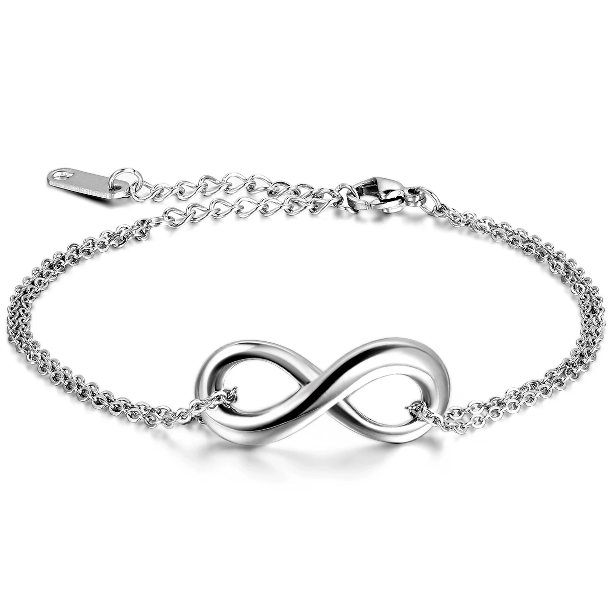 BONISKISS 316L Couple Lover Stainless Steel Infinity Bracelet Charm Bracelets with Gift Bag Silver Color  Bangle Jewelry Bijoux