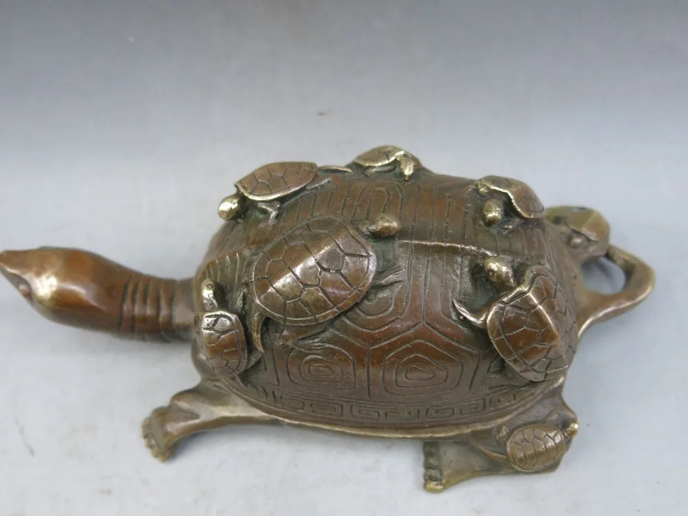 China fine brass carved seven turtle sculpture beautiful tortoise statues