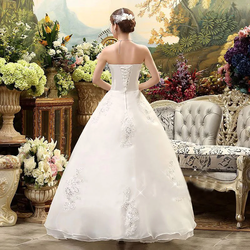 Robe De mariée personnalisée en Satin, coupe trapèze, avec longue traîne, sans manches, sans bretelles, Size2-28W