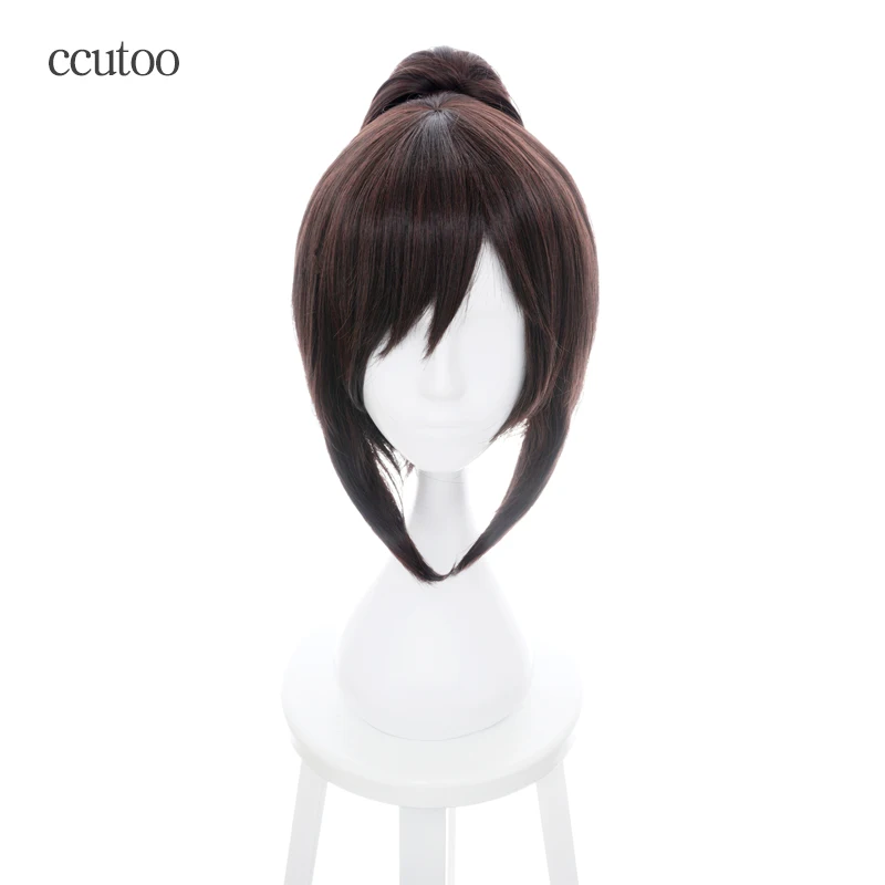 Ccutoo-peruca de cabelo sintético, 35cm, castanho, hanji zoe alemão, traje cosplay, fibra de resistência ao calor