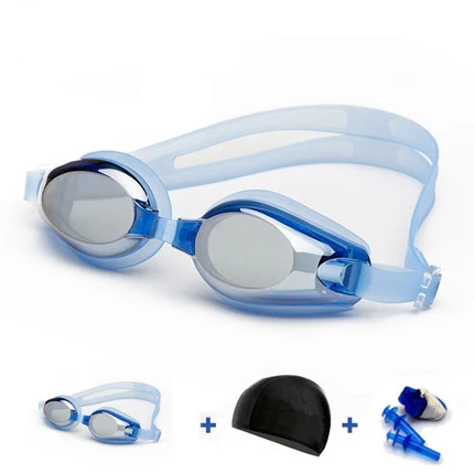 Swim goggles waterproof anti-fog big box uv swimming glasses with swimming cap men women sport eyewear diving glasses