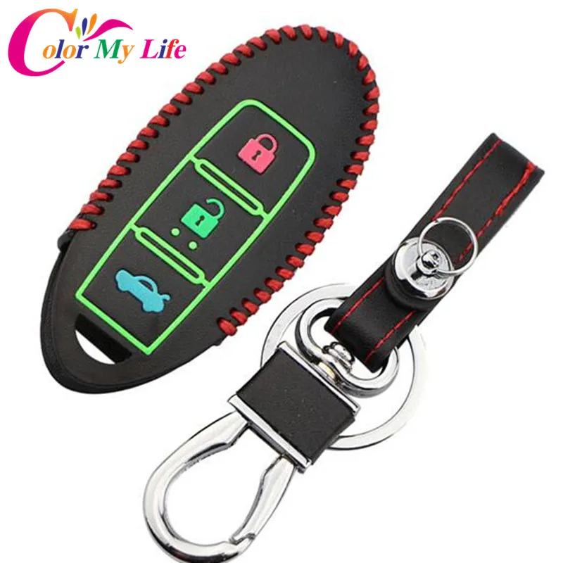 Funda de cuero para llave de coche, carcasa luminosa de Color My Life para Nissan Qashqai J11 x-trail T32 Tiida Teana Note Juke 2014 2015 2016 2017