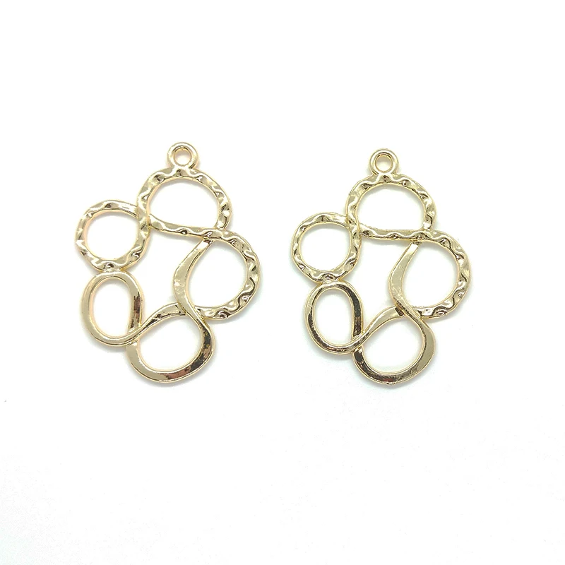New Fashion 31mm 6pieces/bag Zinc Alloy Gold Flowers Porous Connector Charms Linker for DIY Necklace Earring Jewelry Accessories