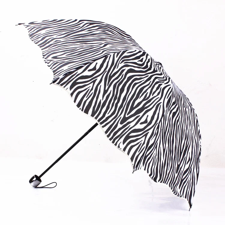 3 Fold Sun Rain Umbrellas Zebra Leopard Design Sunny and Rainy Umbrella for Women Girls W9329