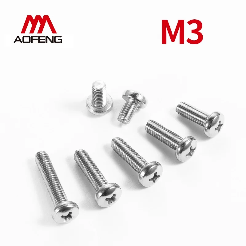 

M3 304 Stainless Steel Cross Recessed Pan Head Screws M3*4 6 8 10 20 30 40 55 100 130mm GB818 Phillips Pan Head Screws