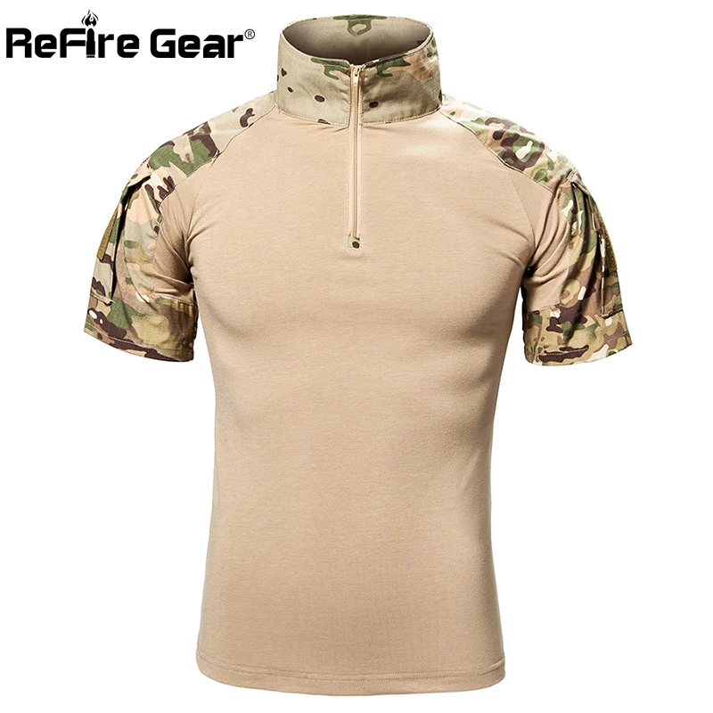 Summer Camouflage Army Tactical T Shirt Men Short Sleeve Soldiers Combat Military T-shirt Multicam Clothing Cotton Camo T Shirts