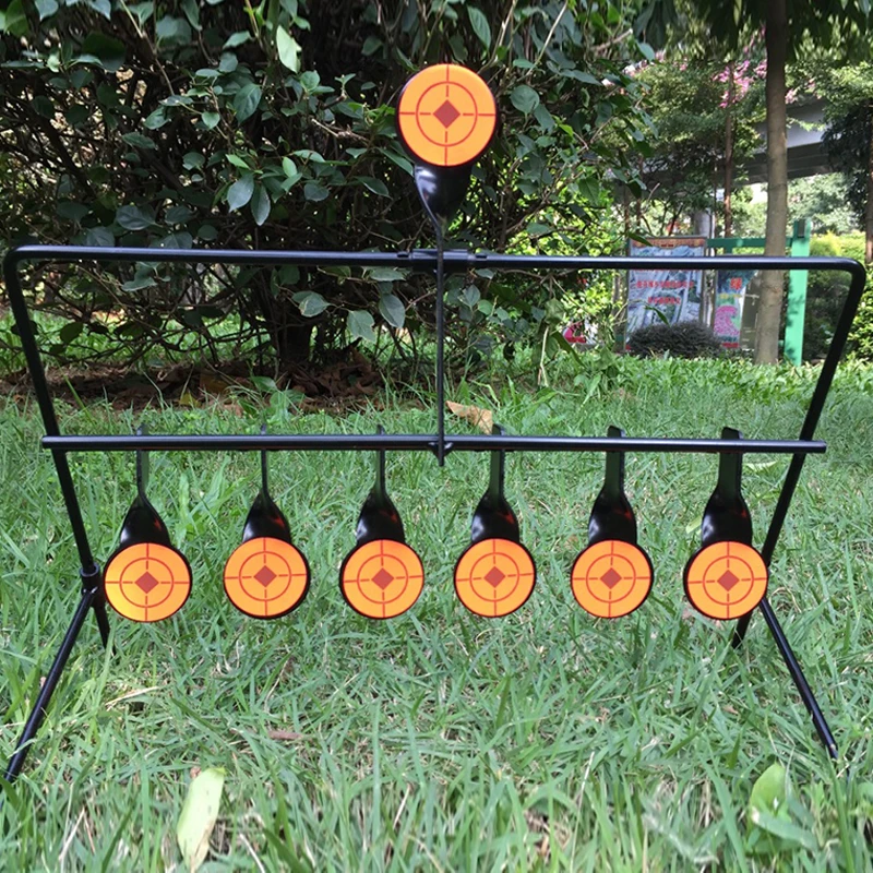 

7 Shooting Targets Metal Self Resetting Spinning Shooting Target For Slingshot / Airgun Air Rifle / Paintball Steel Target