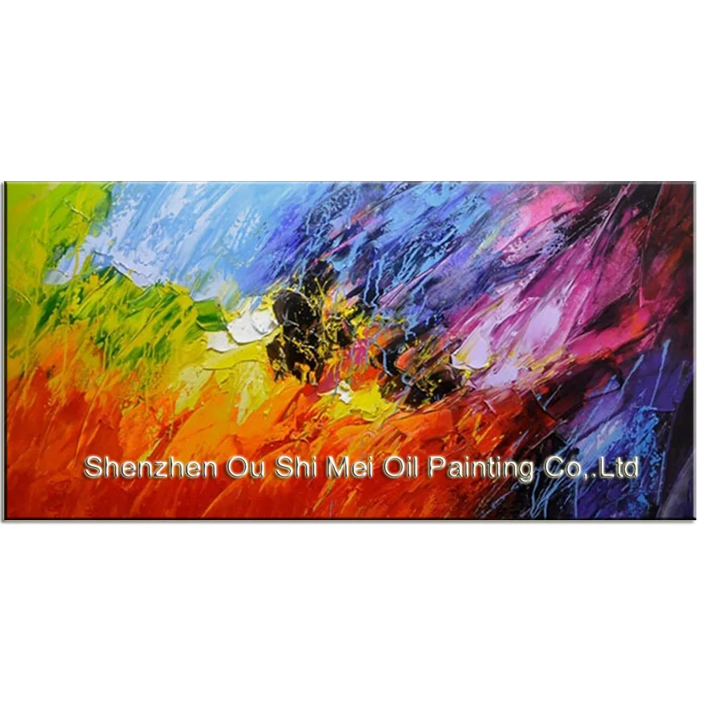 Professional Painter Handmade Rainbow Color Landscape Oil Painting Abstract Knife Artwork Paintings for Home Wall Decoration