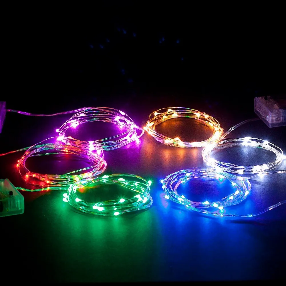 

10pcs Multi-Colored DC 4.5V 20leds 2m Copper Wire LED String light battery powered for christamas holiday,wedding decoration