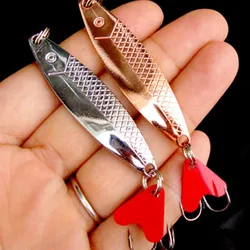 2 pz/lotto 6cm 10g metallo Spinner cucchiaio richiamo di pesca esche dure paillettes rumore Paillette esca artificiale con amo triplo