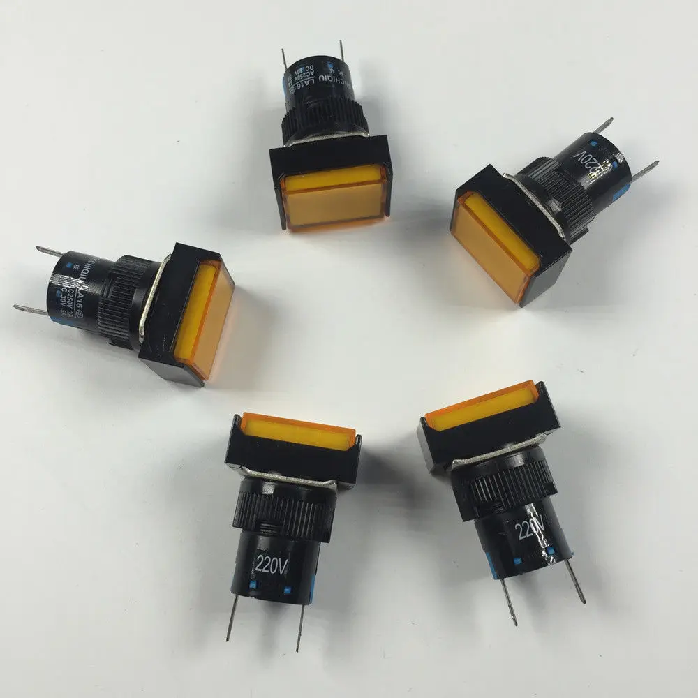 5 pz rettangolo tipo 2 pin indicatore luminoso luci di segnalazione incidente 12V 24V 220V rosso bianco verde blu giallo