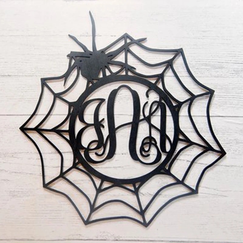 Custom Spider Monogram Acrylic wall decor,Door hanging,Halloween party decor,Spider web wall decor,Fall or Autumn Decor