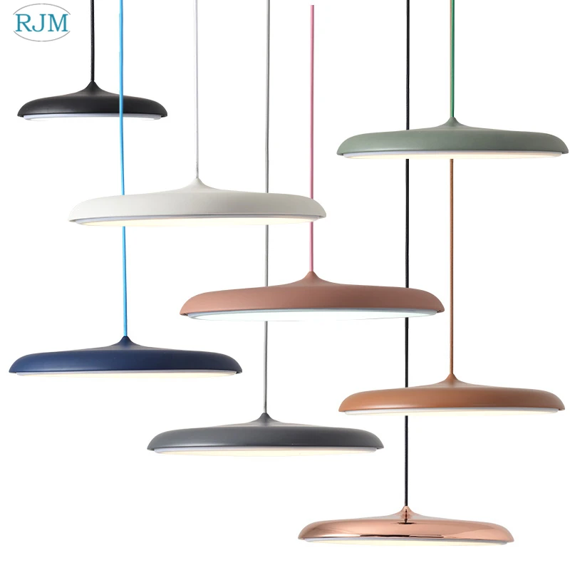 

Postmodern Creative Ultra Thin Pendant Lights Personality Colorful Macaron LED Pendant Lamps Restaurant Bar Cafe Lightings