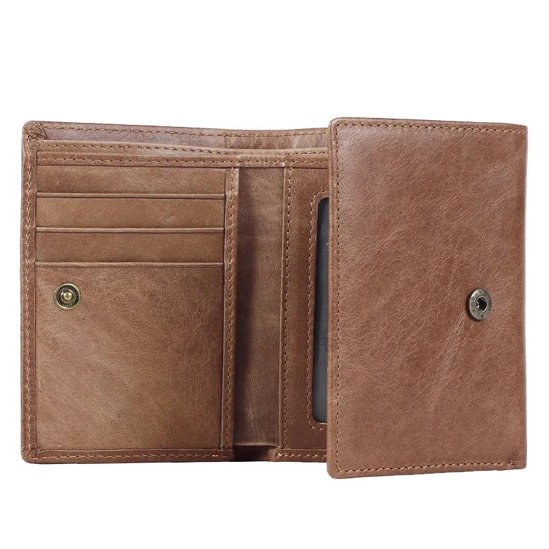 Jinbaolai Brand Vintage Men\'s Genuine leather wallet small man purse card holder money bag for male