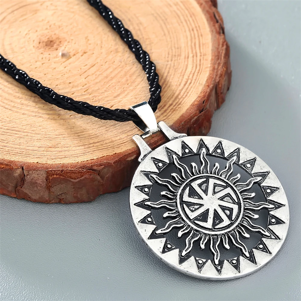 Men Viking Pendant Necklace Kolovrat Sun Symbol Slavic Wheel Nordic Amulet Handmade Pagan Solar Talisman For Women Best Gift