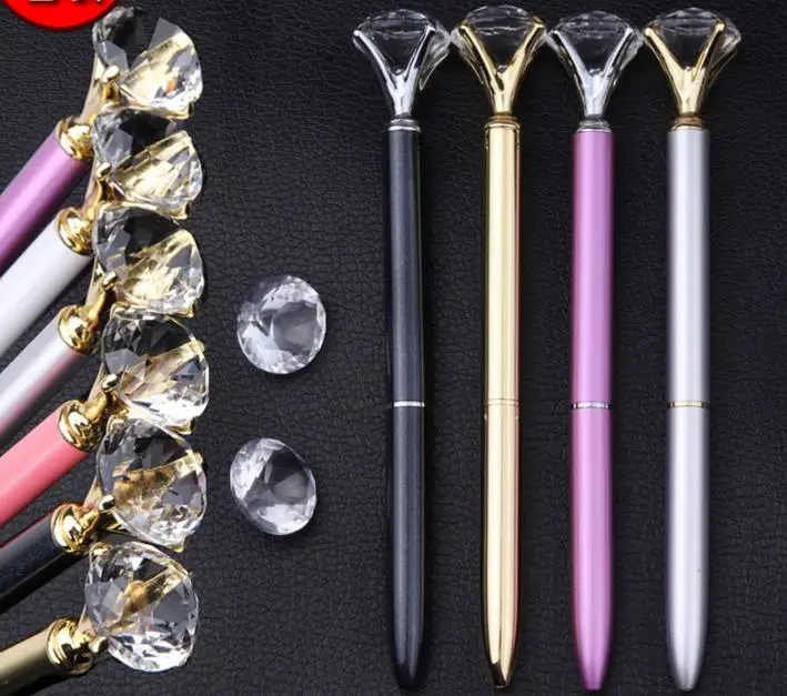 Back To School Students Gift Ballpoint Pen Creative Rhinestone Crystal Head Ball Pen kids Birthday Party Favors bag filler black