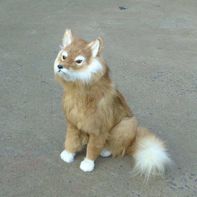 

large 38x20x54cm simulation fox polyethylene&fur brown squatting fox model prop handicraft home decoration gift b1699