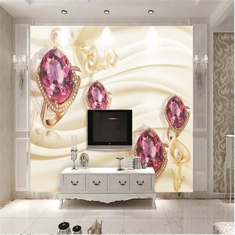 beibehang Papel de parede European gorgeous jewelry rooml de parede 3d TV contracted large mural wall papers home decor