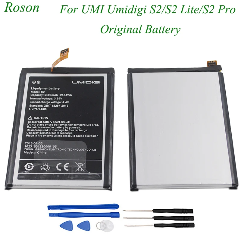 Roson for UMIDIGI S2 S2 Lite S2 Pro Battery 5100mAh 100% New Replacement Parts Phone Accessory Accumulators With Tools