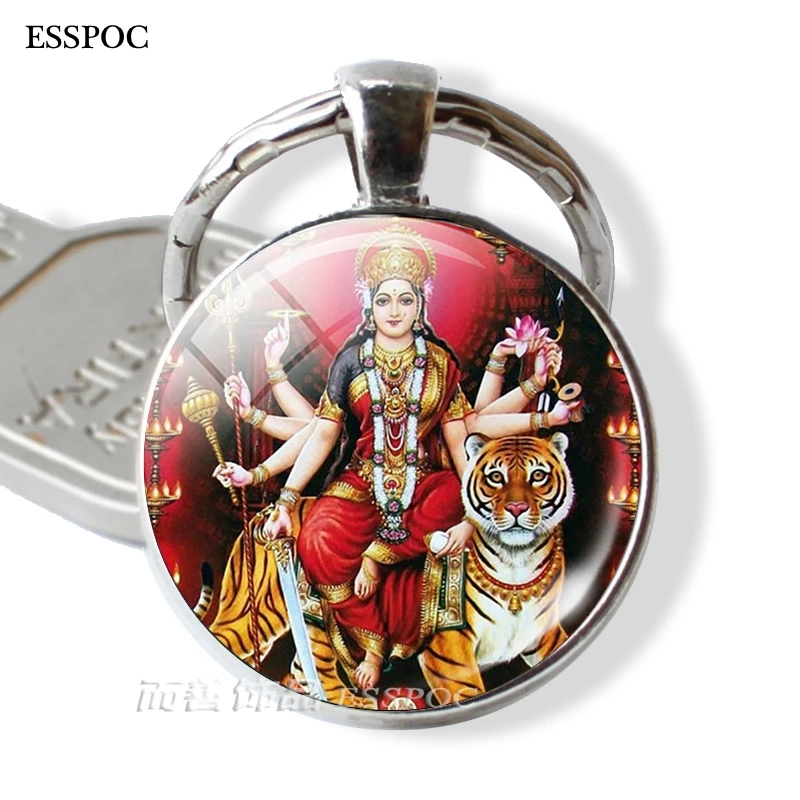 Lord Shiva Key Chain Hinduism Amulet Pendant Religion Jewelry Glass Gem Keychain Car Keyring