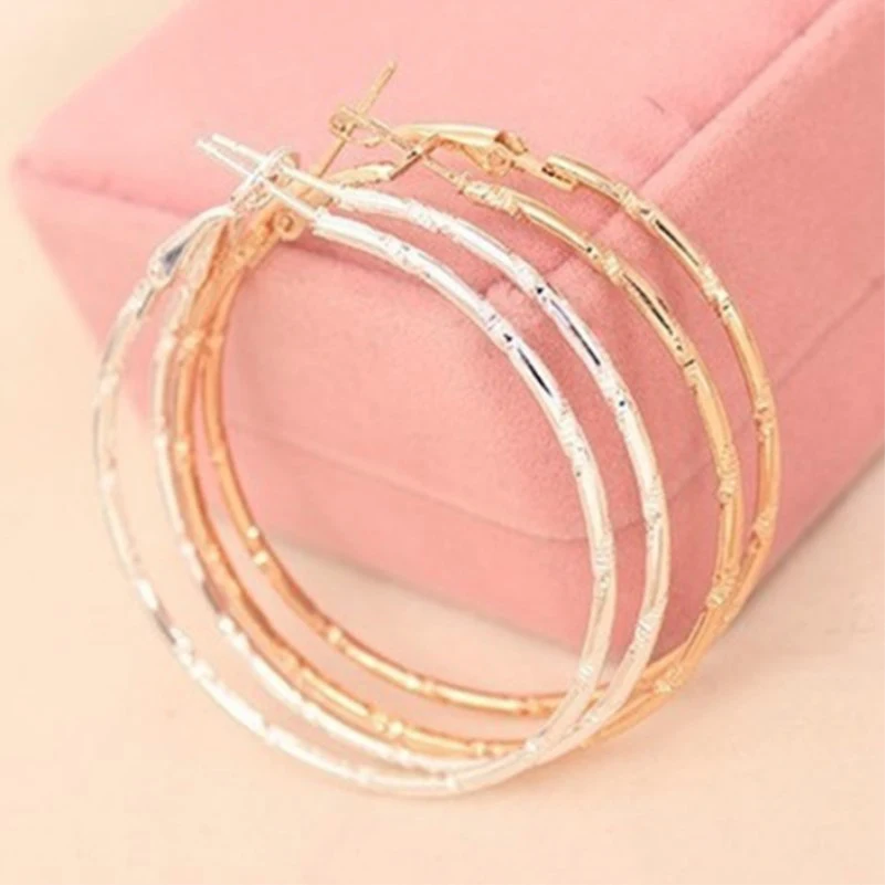 Vintage Golden Circle Earrings Wholesale Big Large Gold Color Creole Hoop Earrings For Women Party Jewelry Hoops aretes