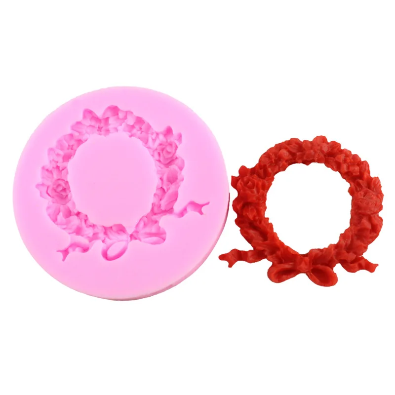 Beautiful Flowers Garland Silikon Form Chocolate Wedding Cake Decorating Tools DIY Wreath Fondant Silicone Mold H742