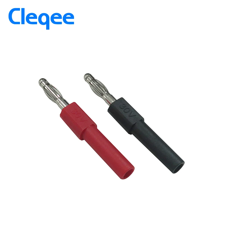 Hot Cleqee P7021 2pcs 4mm Male to 2mm Female Banana Plug Jack For Speaker Test Probes Converter Connectors