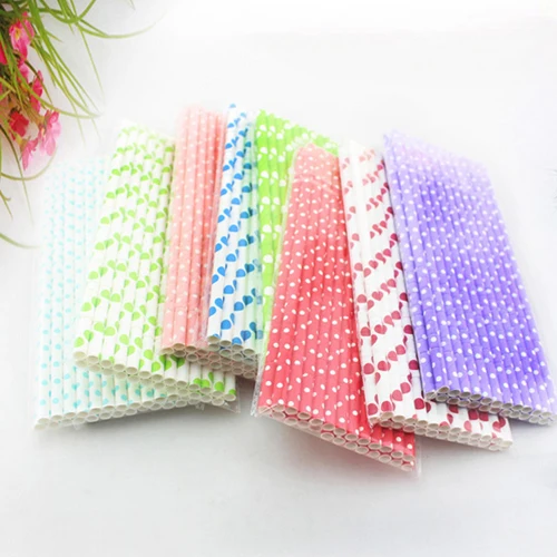 1 Pack 25 PCS Elbow Bending Big Polka Dot Pattern Paper Straws Biodegradable Drinking For Wedding Birthday Party Festival