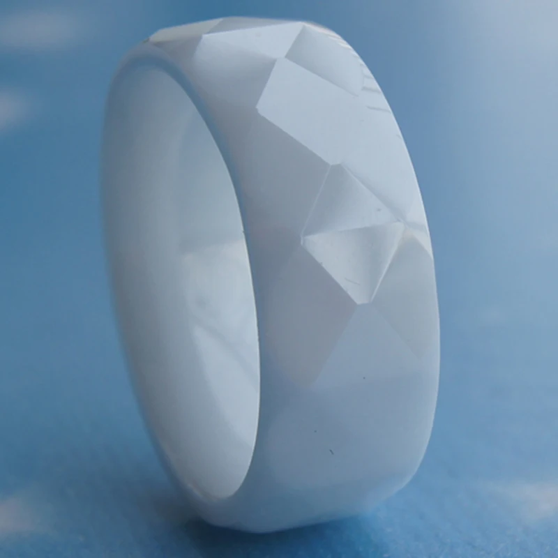 cool facet  white 8mm  hi-tech scratch proof ceramic ring