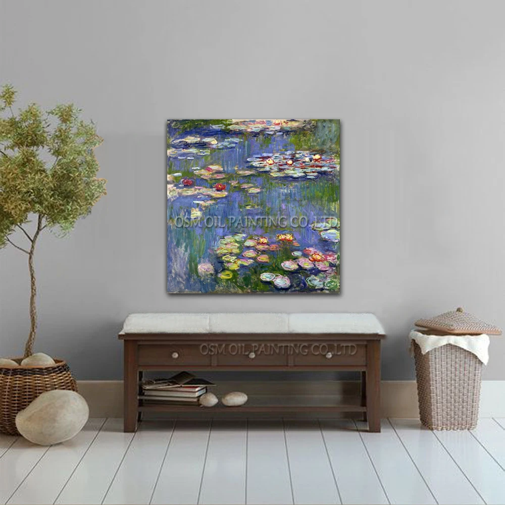 Free Shipping Claude Monet Water Lilies Oil Painting On Canvas Reproduction Impression Lily Flower Oil Painting For Decoration