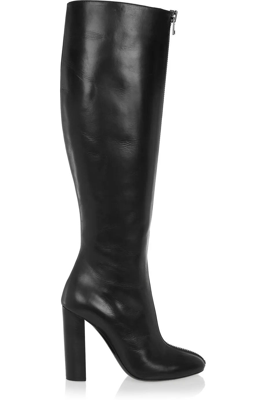 2024 Women Black Knee High Boots Round Toe Chunky Heel Front Zipper High Heel Stylish Long Boots Ladies Winter Shoes Plus Size