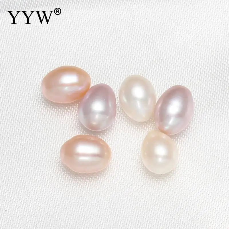 Pearl Beads Cultured Freshwater Pearl Beads For Making Diy Jewelry natural half-drilled 7-7.5mm Hole:Approx 0.8mm Sold By Pair