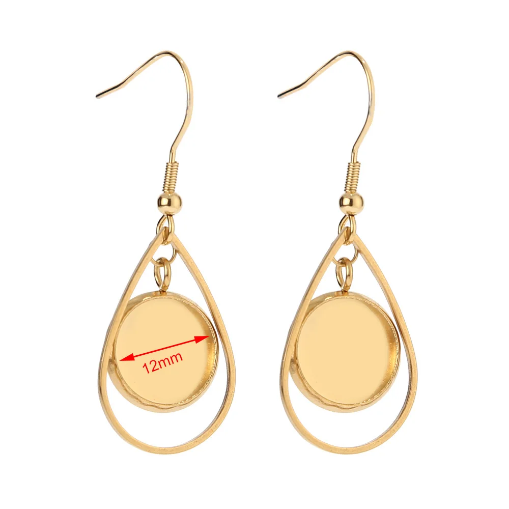 10pcs Teardrop Stainless Steel Earrings Bases Settings Earring Blank DIY Earring Kits 12mm Bezel Earring Tray