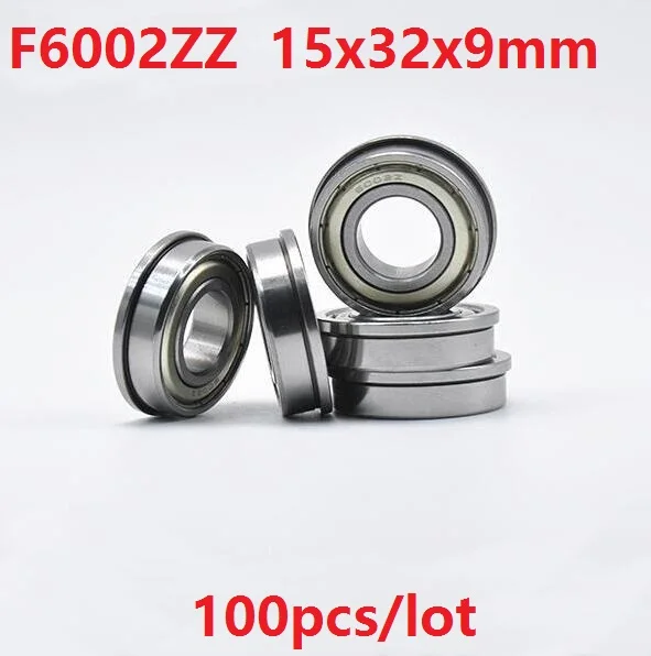 

100pcs/lot F6002ZZ F6002 ZZ F6002Z F6002-ZZ 15x32x9 mm flanged Ball Bearing deep groove 15*32*9mm double shielded