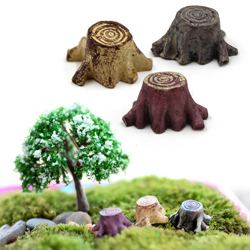 3 Pcs New Crafts Decorations Miniature Multicolour Tree Stump Fairy Terrarium Miniature Tree Stump Miniature Garden