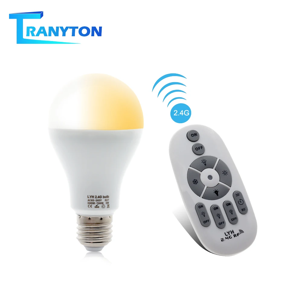 Smart LED Bulb E27 AC86-265V 6W 9W 12W LED Spotlight RF 2.4G Remote Control Smart Lighting Warm White Cold White Changeable Bulb