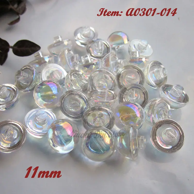 Acrylic buttons 60pcs 11mm / 10mm White Transparent AB Color Acrylic Mushroom Buttons Imitation Crystal Buttons