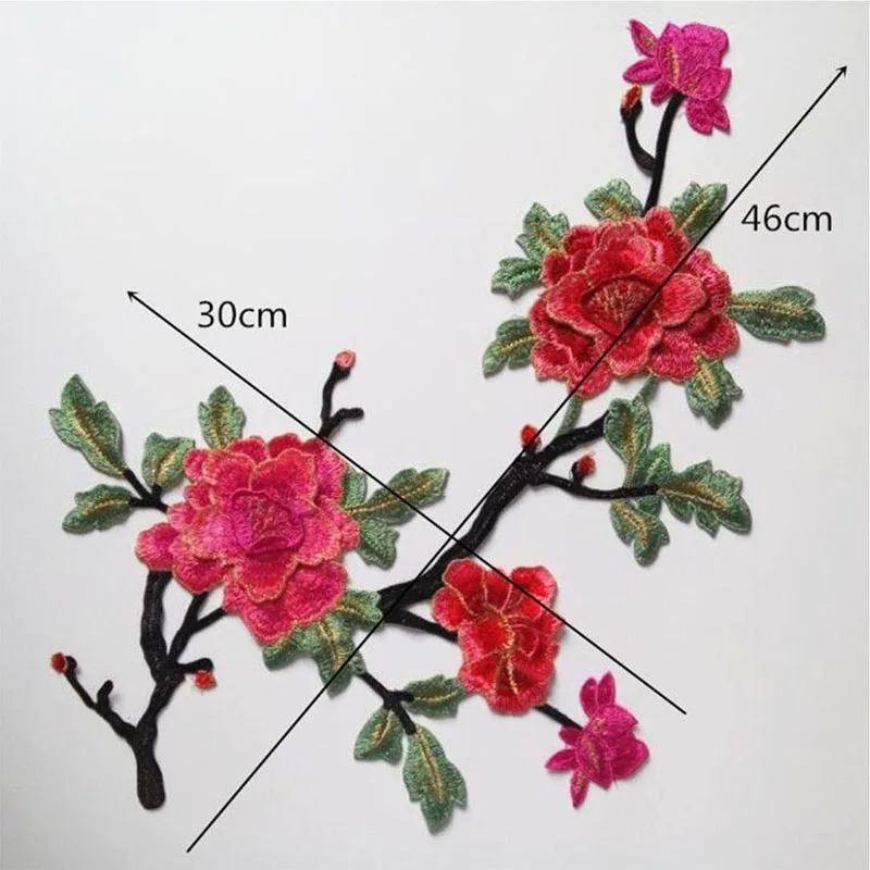 1pc DIY Patches Embroidery Patches For Clothes Pattern Of Red Rose Flowers