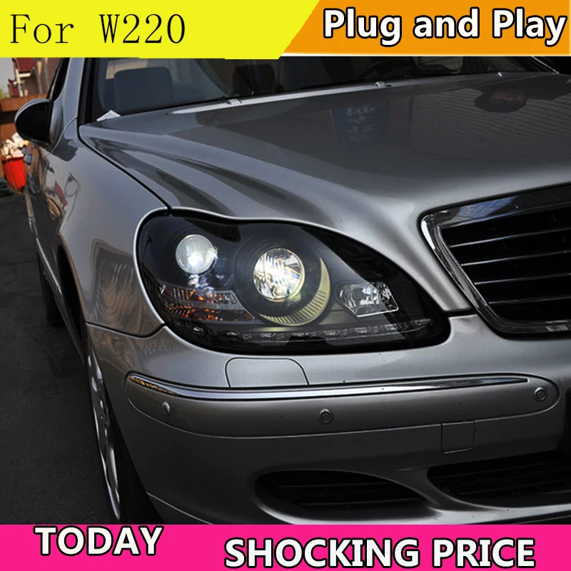 

doxa Car Styling LED Head Lamp For Mercedes-Benz GLK W208 C63 C200 C230 C280 C300 1997-2003 Year LED Head Light with Angel Eyes